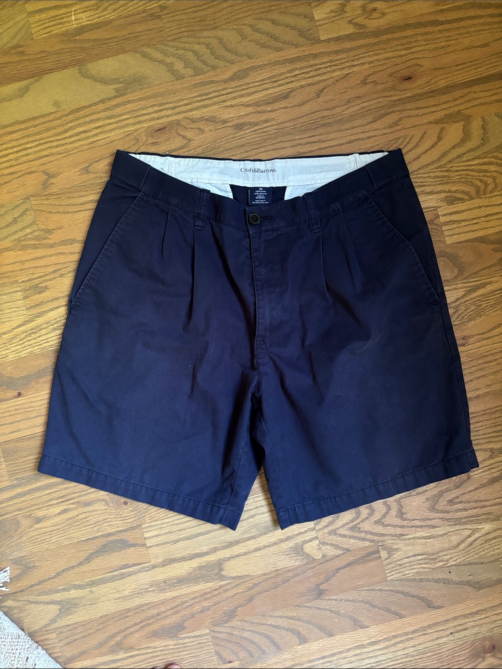 croft & barrow Navy Flat-Front Men's Chino Shorts